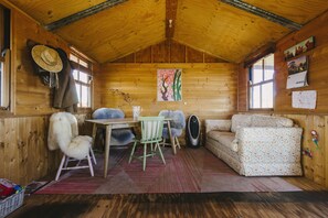 Kitchen, living, dining