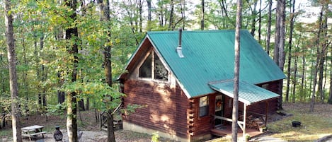 Cabin 2 on beautiful Hidden Ridge! Outdoor picnic table, chiminea and grill.