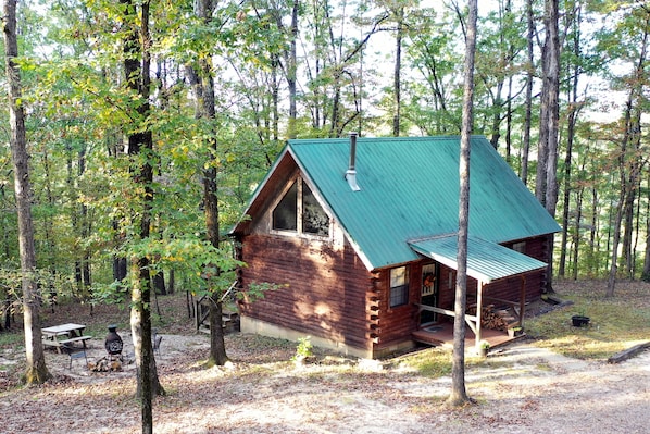 Cabin 2 on beautiful Hidden Ridge! Outdoor picnic table, chiminea and grill.