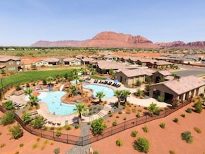 Clubhouse pools, water slide, and huge hot tub. 