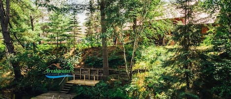 Nestled in among the trees, the Lodge on the Manistee is ready for you