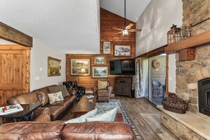Vaulted ceilings, wall mounted HDTV