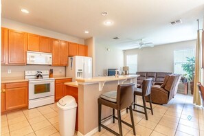 Open-plan dining/kitchen/living space for family time together!