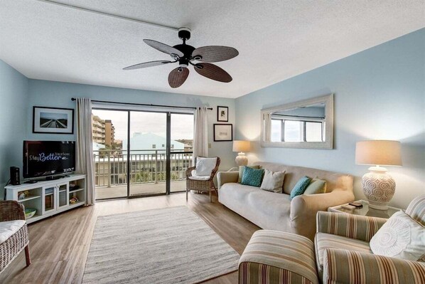 Spacious Living Room with Access to Private Balcony