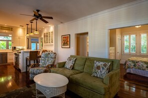 Wood flooring and natural lighting throughout