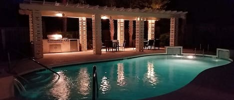 Heated pool night view