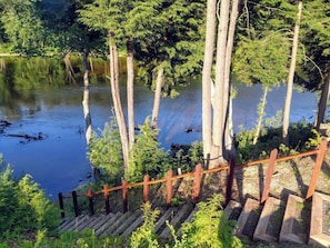 Stairs down to the River-Stairs start next to the Old Man Statue.