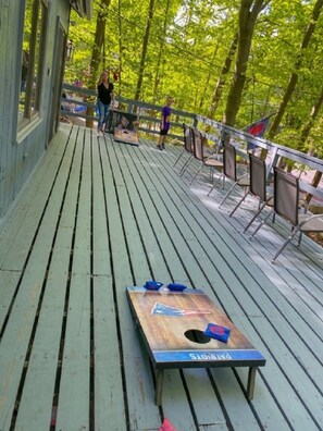 Corn hole out on the Front Deck