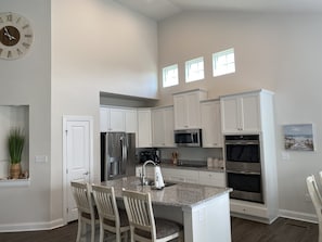 Beautiful Kitchen-Stainless Steel Appliances & Island seats 3