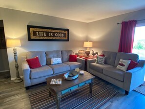 Comfortable and over sized couch and loveseat 
