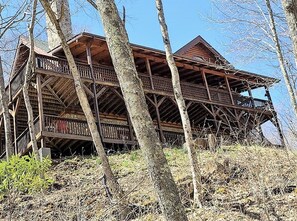 Front view of cabin from Creekside down below 