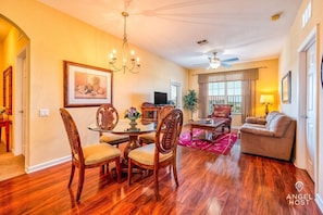 Nice open space and lovely hardwood floors plus the comforts of home.