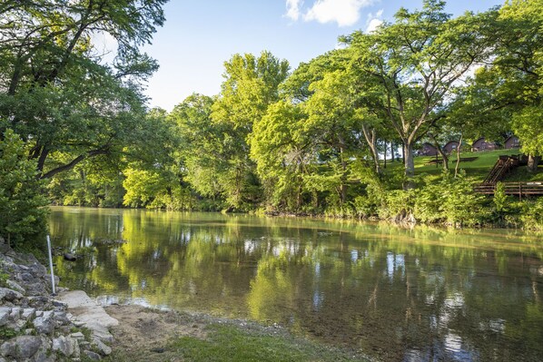 The banks of the Guadalupe River at the home