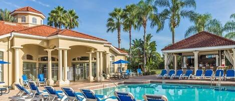 One of two heated community pools at the clubhouse.