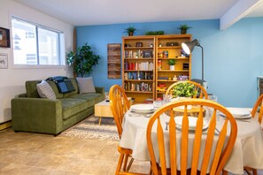 The dining room is open to the living room.