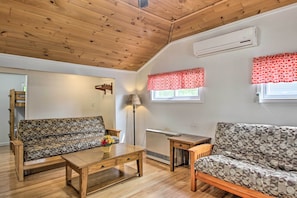 Relax on the comfy futon couches after a day out on the water.