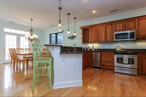 Kitchen with stainless steal appliances and dedicated ice machine 