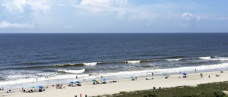 Balcony view of beach, see and hear the waves!