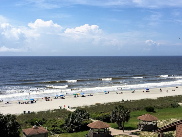 Balcony view of beach, see and hear the waves!