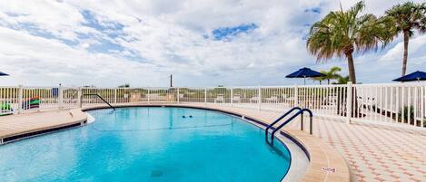 The community heated swimming pool overlooking  the beach...are you relaxed already!?