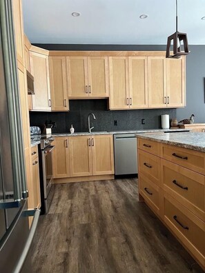 Dishwasher and double sink.