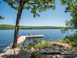 Our dock and swim platform are installed by Memorial Day to Columbus Day