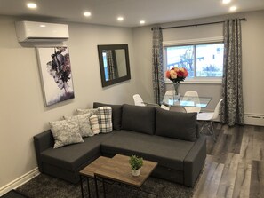 Entrance to your unit, beautiful highly functional living room  for maximum R&R!