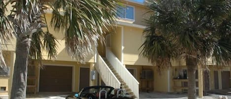 Front entrances to the units- note private enclosed garages