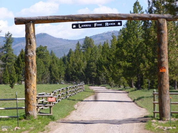 Entrance to Landers Fork Ranch and the Big Dipper Cabin. 