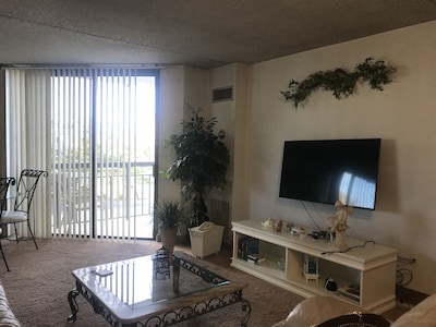 Large one bedroom, one bath condo. Includes pool, gyms parking, steps from beach