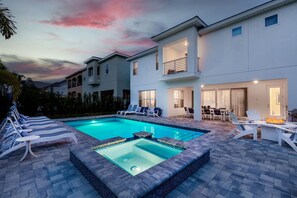 Exterior lighting makes it great for hosting outdoor dinners or cocktail hours with family