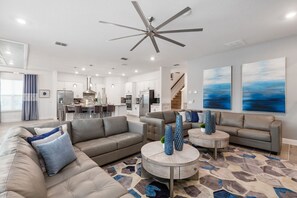 2 spacious sectionals provide room for the whole family