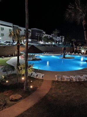 Gorgeous night time pool view