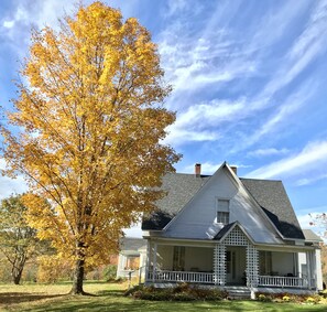 The front of the house in autumn.