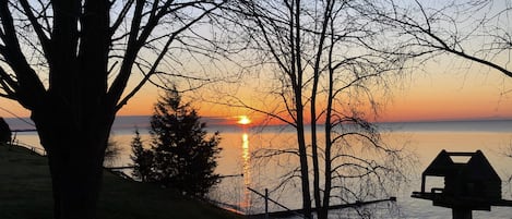 Sun rise over Lake Erie from the backyard
