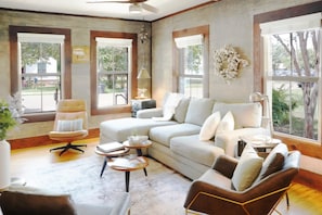 Warm and Inviting Living Room with Reclaimed Wood Walls