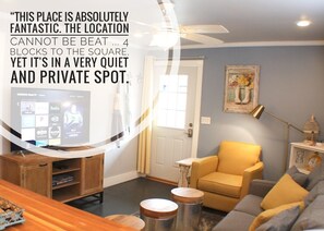 Unbeatable location with smart TV for your entertainment.