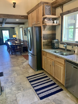 Our kitchen looking towards the lake and dining area.