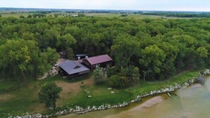 Drone shot looking southwest