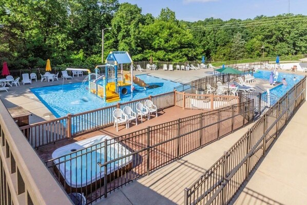 Outdoor pool open seasonally.