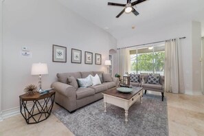 Gorgeous modern--style decor in the living area.