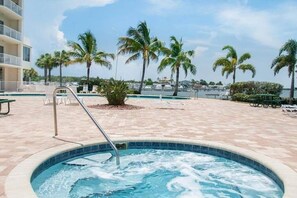 Hot tub overlooking the bay 