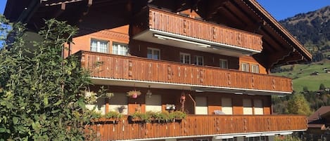 Outside view. The apartment has the entire width of the second floor balcony