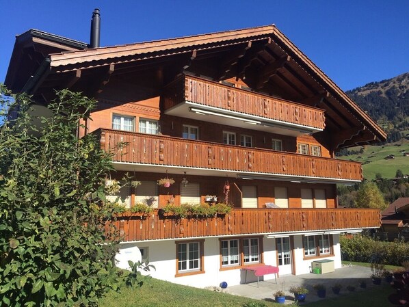 Outside view. The apartment has the entire width of the second floor balcony