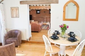 Attractive dining area, including additional seating area to take advantage of the Juliette balcony