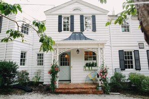 The "dutch door porch," where our keyless entry pad (for check-in) is located