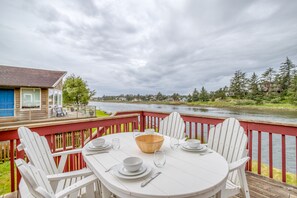 Outside seating with table