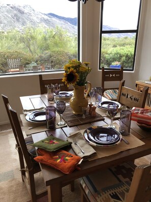 Dining room with beautiful dishes
