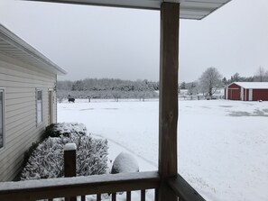 Winter scene outside Hawks View Main House