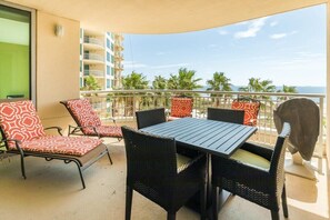 Beautiful views of blue from the spacious private patio